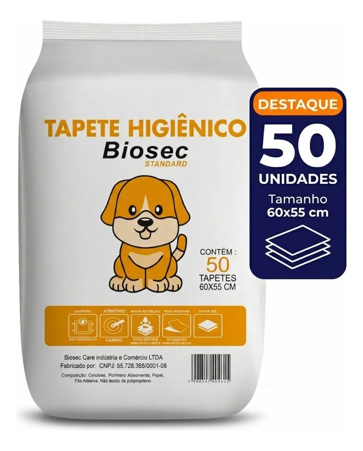 Tapete higiênico para cachorro (50 unidades, 60x55 cm) (foto do anúncio oficial)